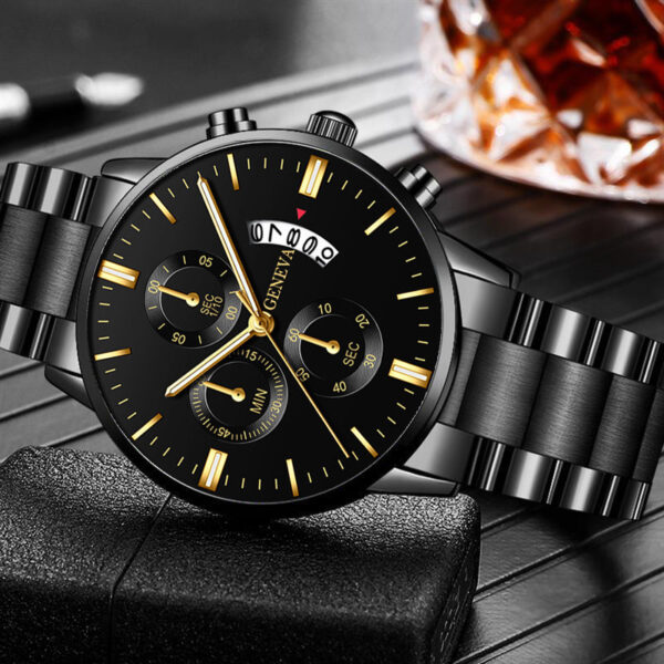 Calendar Steel Watch Men's Large Dial Quartz Watch Men's Watch - Image 4
