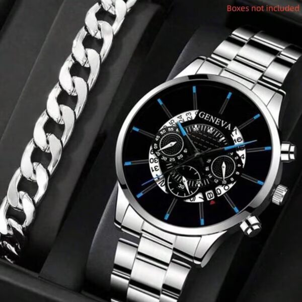Calendar Steel Watch Men's Large Dial Quartz Watch Men's Watch - Image 6