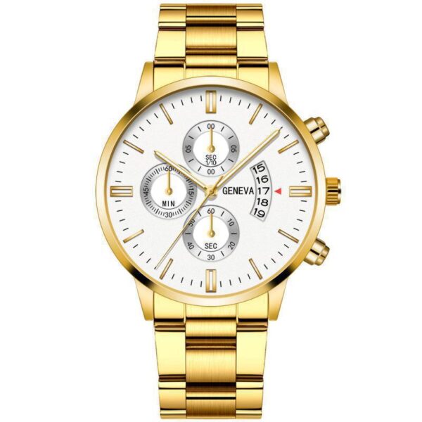 Calendar Steel Watch Men's Large Dial Quartz Watch Men's Watch - Image 3